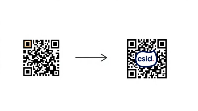 QR code evolving into a branded, colorful design.