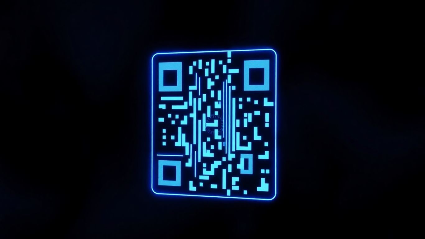Futuristic glowing QR code