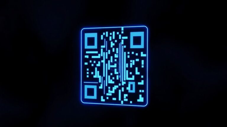Futuristic glowing QR code