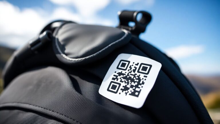 QR code on gear for lost item recovery