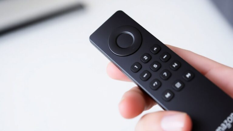 Amazon Fire TV remote control in hand.