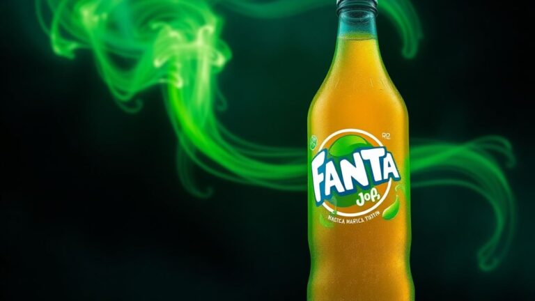 Fanta bottle with a glowing QR code for Beetlejuice movie.