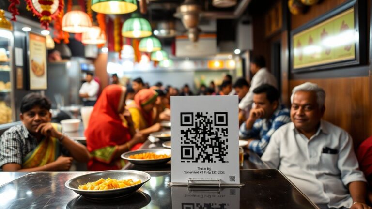 Eatery with QR code for food safety during Kanwar Yatra.