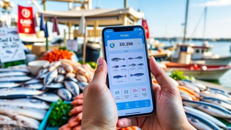 Fish market with digital traceability technology.