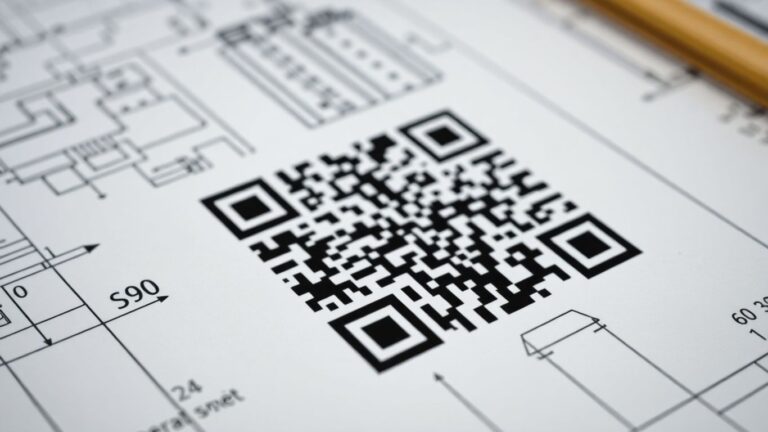 GS1 Digital Link QR code on blueprint