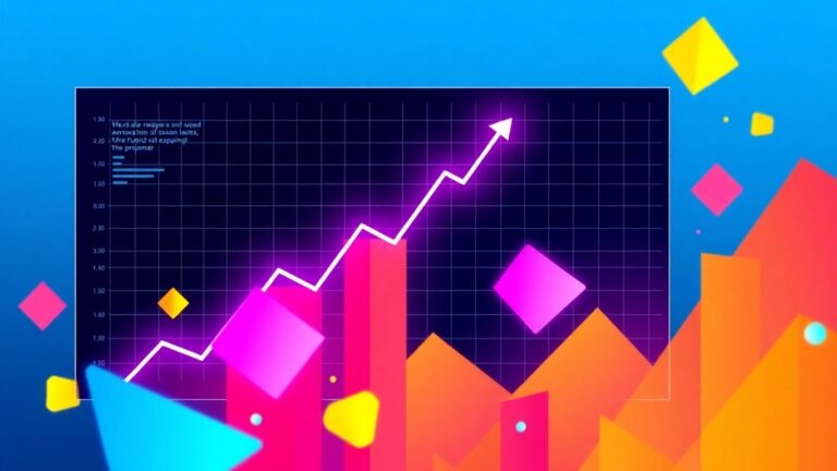 Digital interface showing rapid growth with abstract shapes.