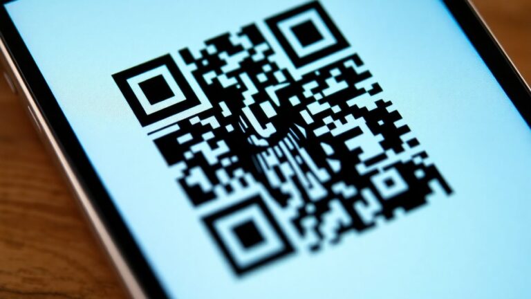 Smartphone scanning a glitching, malicious QR code.