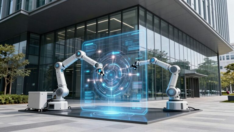 AI technology managing a modern office building efficiently