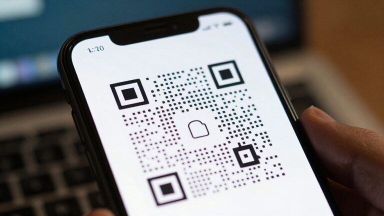 Smartphone displaying a Wi-Fi QR code for easy connection.