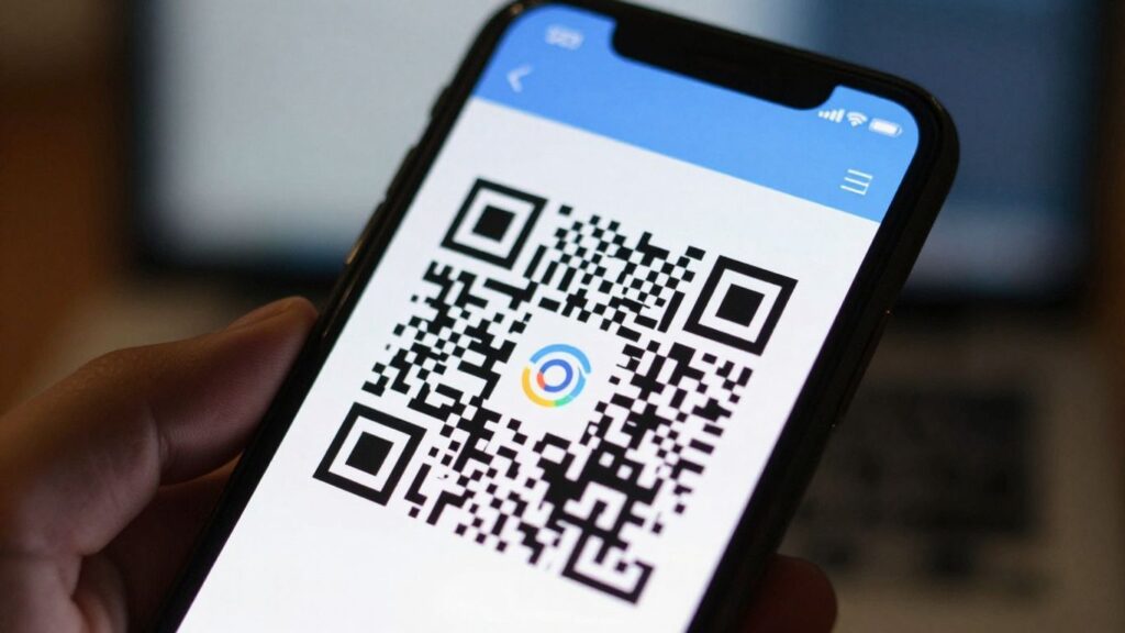 Smartphone scanning a QR code. QR Code Is Dynamic