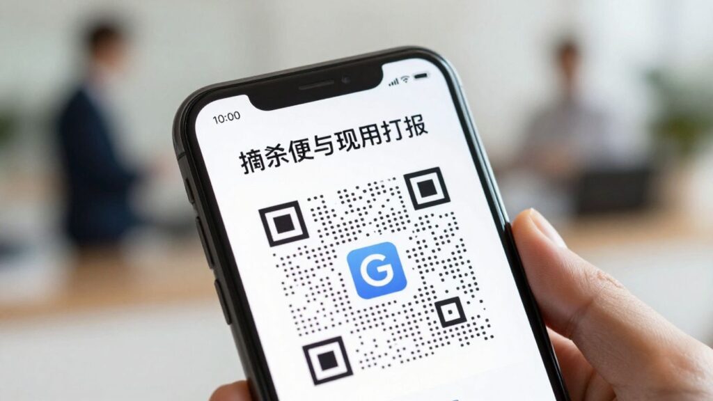 Smartphone displaying a Google Reviews QR code. Google Reviews QR Code Generator
