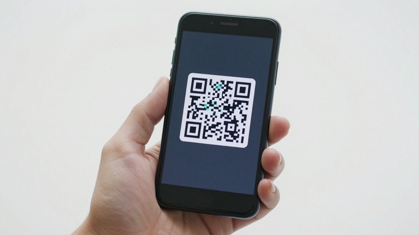Android phone scanning a QR code. QR App for android