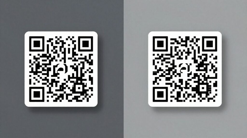 Two dynamic QR codes side-by-side comparison.