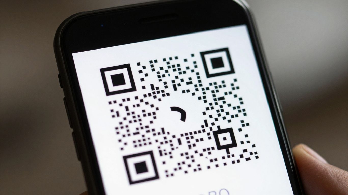 Smartphone displaying a dynamic QR code.