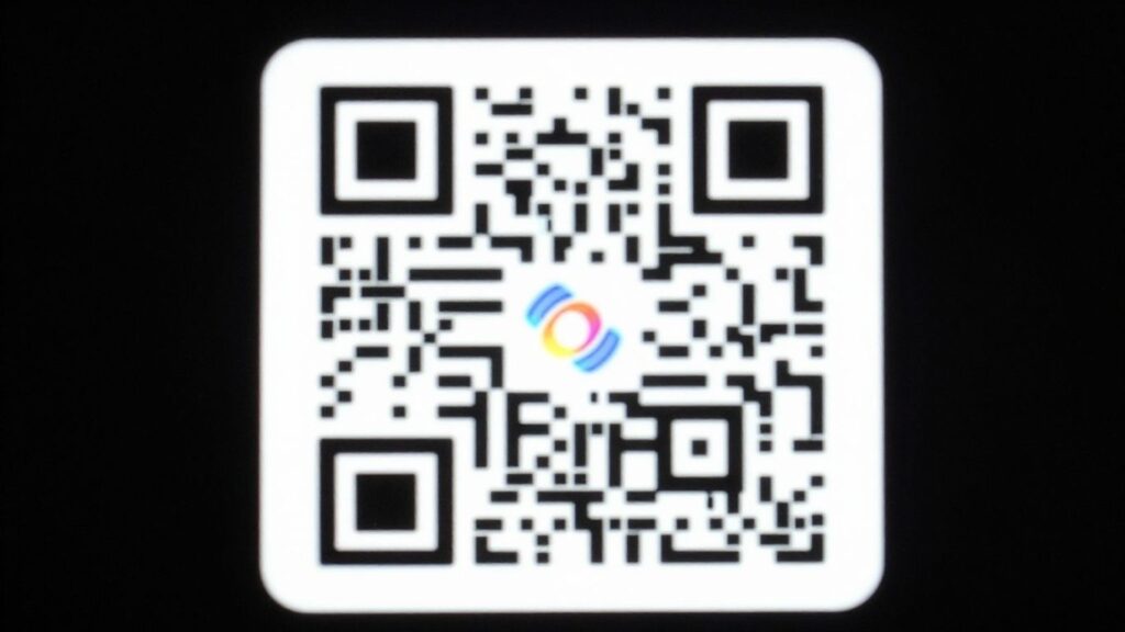 QR code with a central logo.