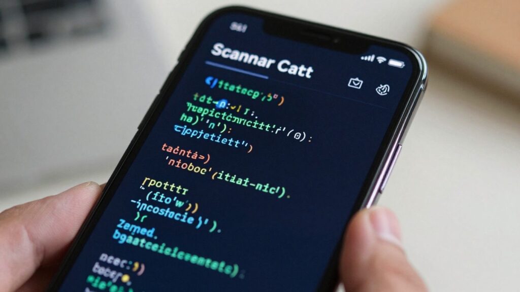 Smartphone displaying a code scanner apps interface.