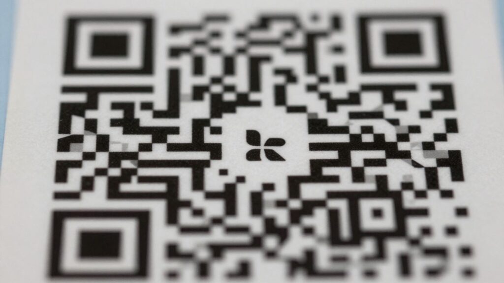 Close-up of a QR code pattern.