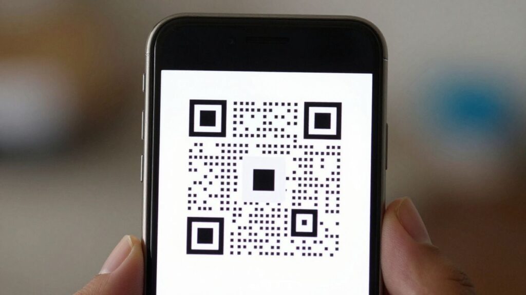 Smartphone displaying a QR code. How Do I Get a QR Code for My Business