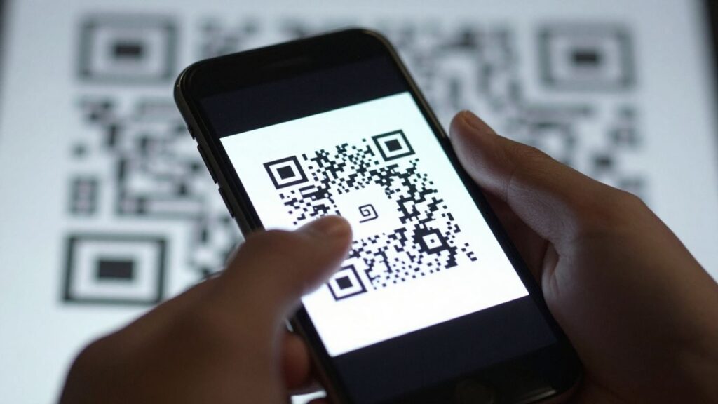 How to tell if a QR code is dynamic. Smartphone scanning a glowing QR code.