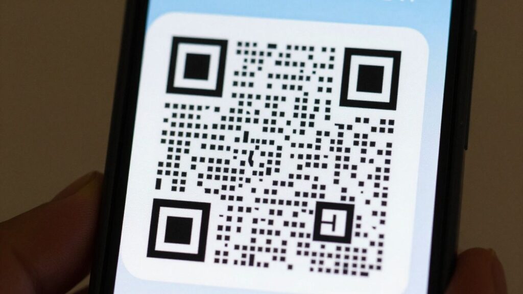 Smartphone displaying a QR code for a phone call. Create a QR Code for a Phone Call