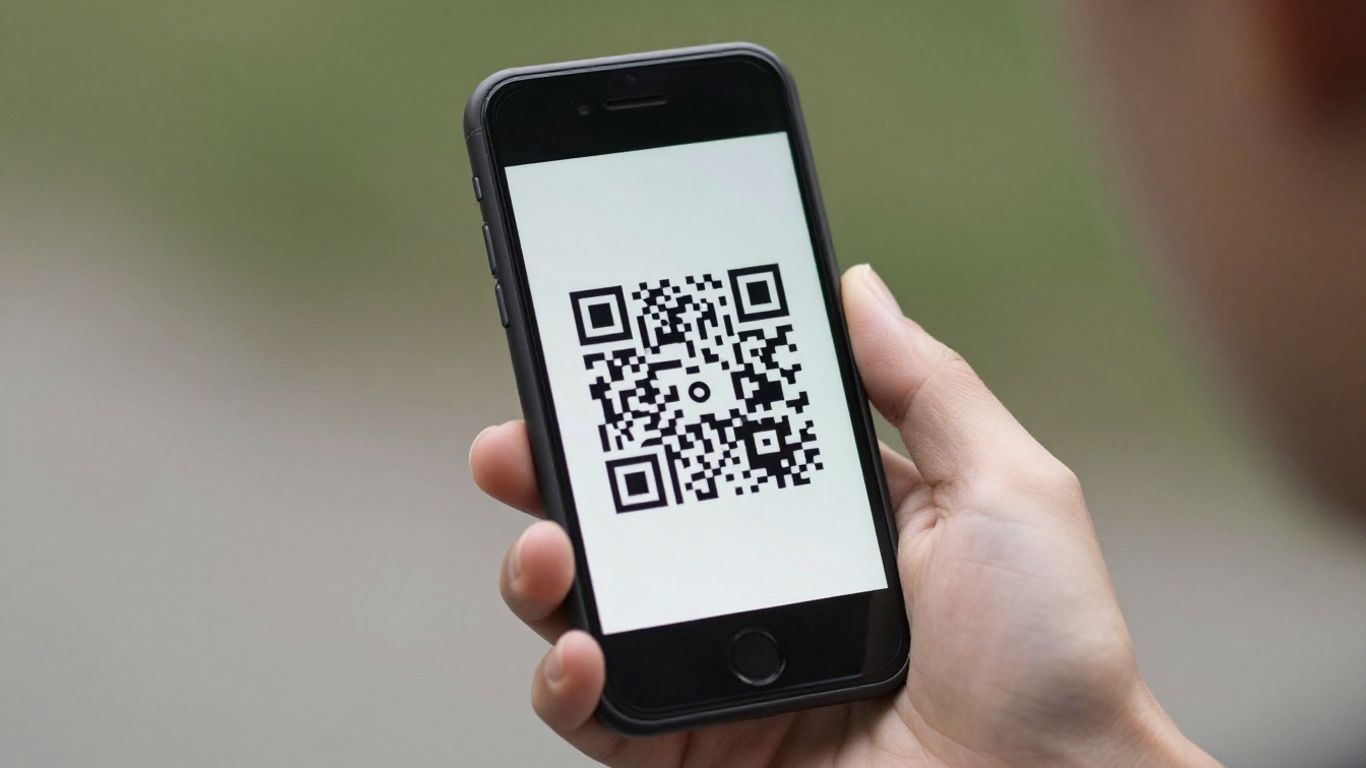 Phone scanning a QR code