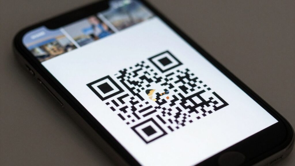 Smartphone displaying a photo with a QR code.