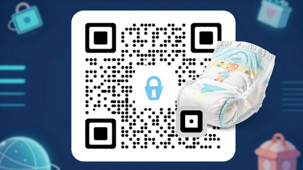 QR codes on a nappy and luxury item.