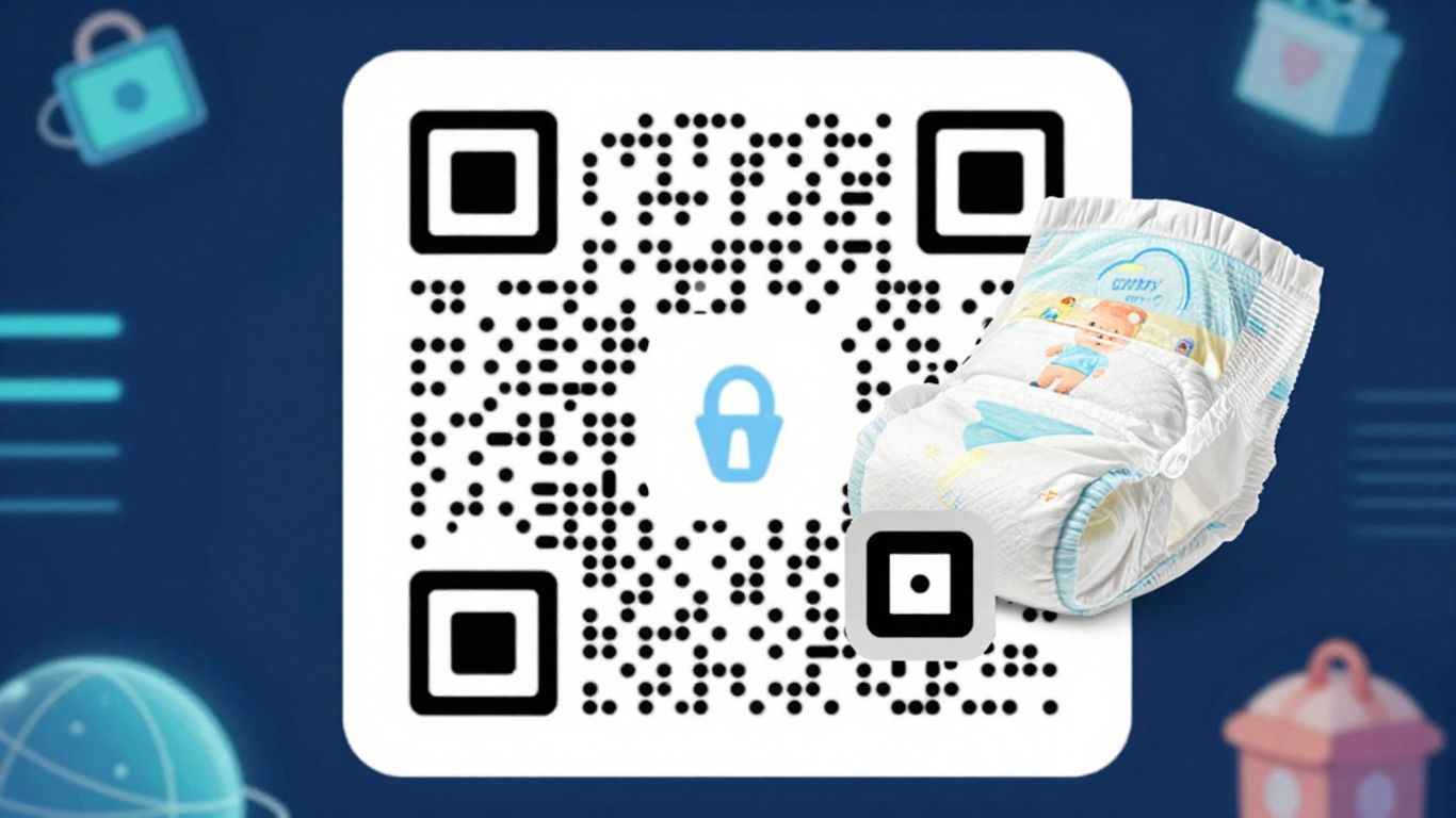 QR codes on a nappy and luxury item.