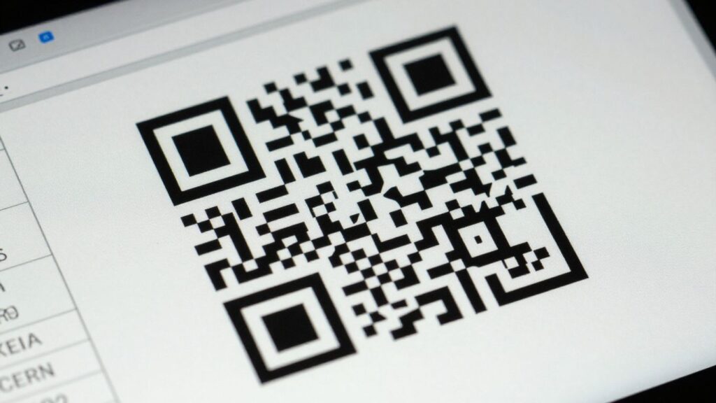 QR code within an Excel spreadsheet.