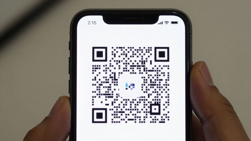 iPhone scanning a QR code