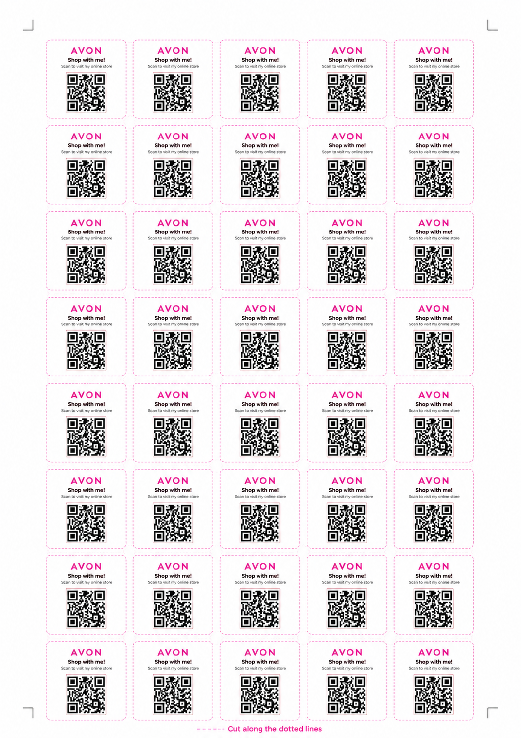 40 printable Avon QR codes sheet