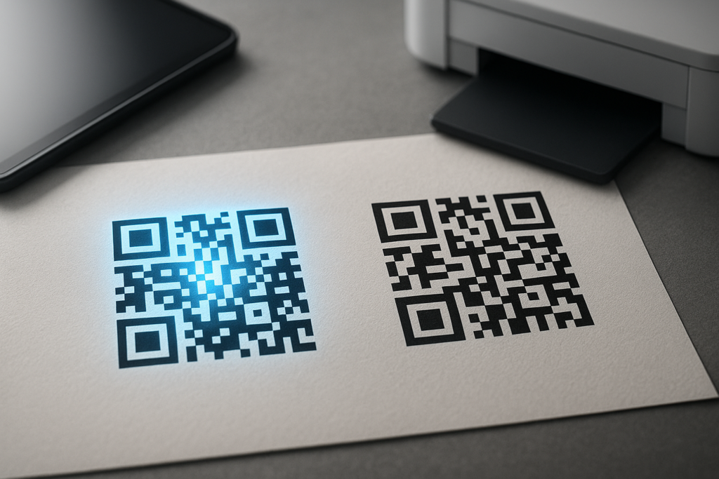 dynamic and static qr codes on textured paper background