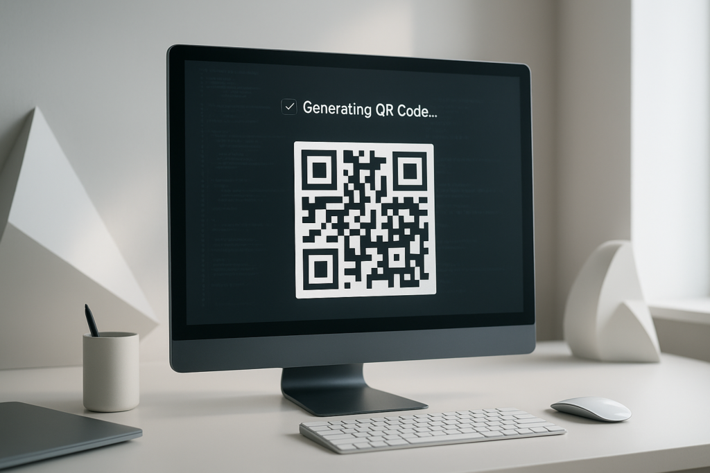 modern digital workspace showcasing a dynamic qr code generator in action