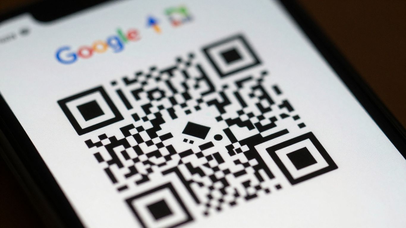 Smartphone displaying a Google QR code