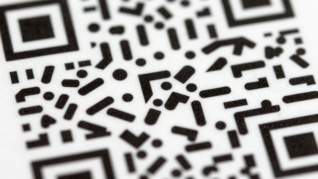 Close-up of a QR code pattern.