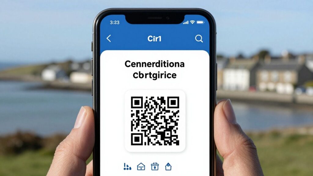 Smartphone showing digital vaccination certificate with QR code.