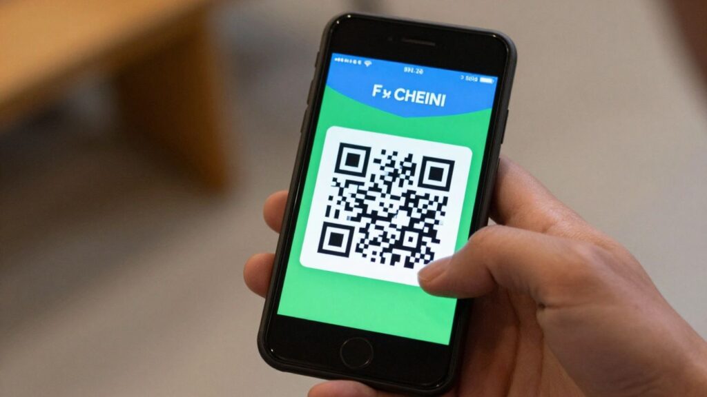 Phone scanning a QR code.
