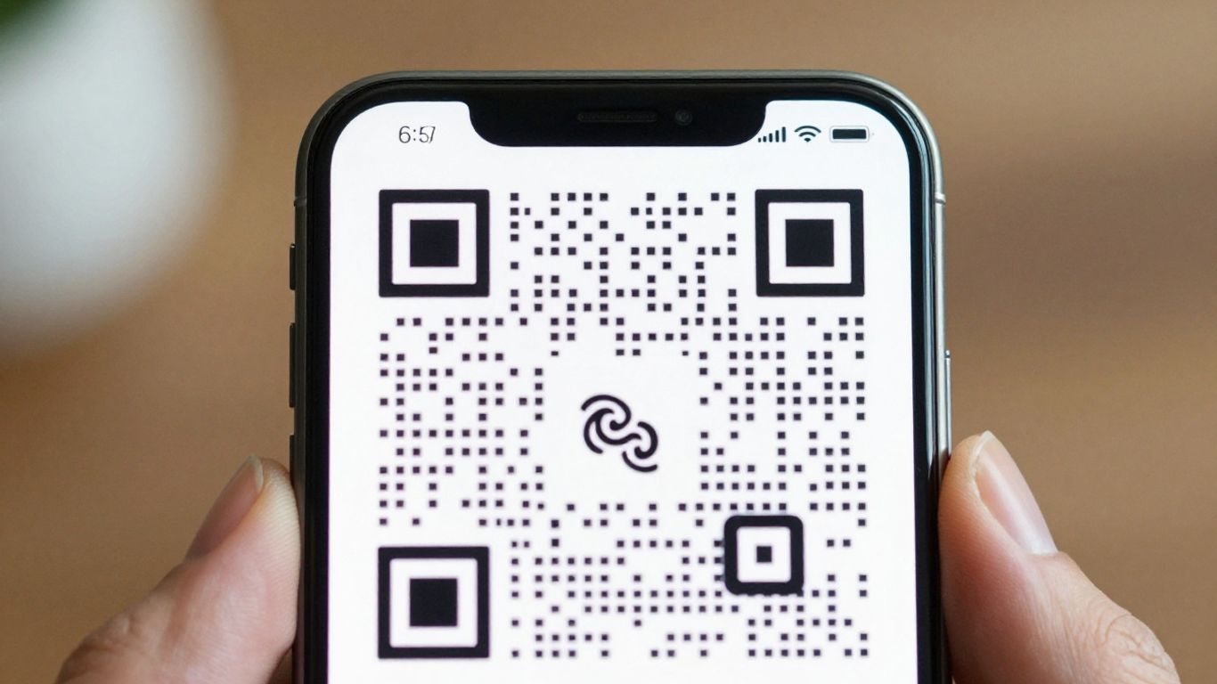 iPhone scanning a QR code