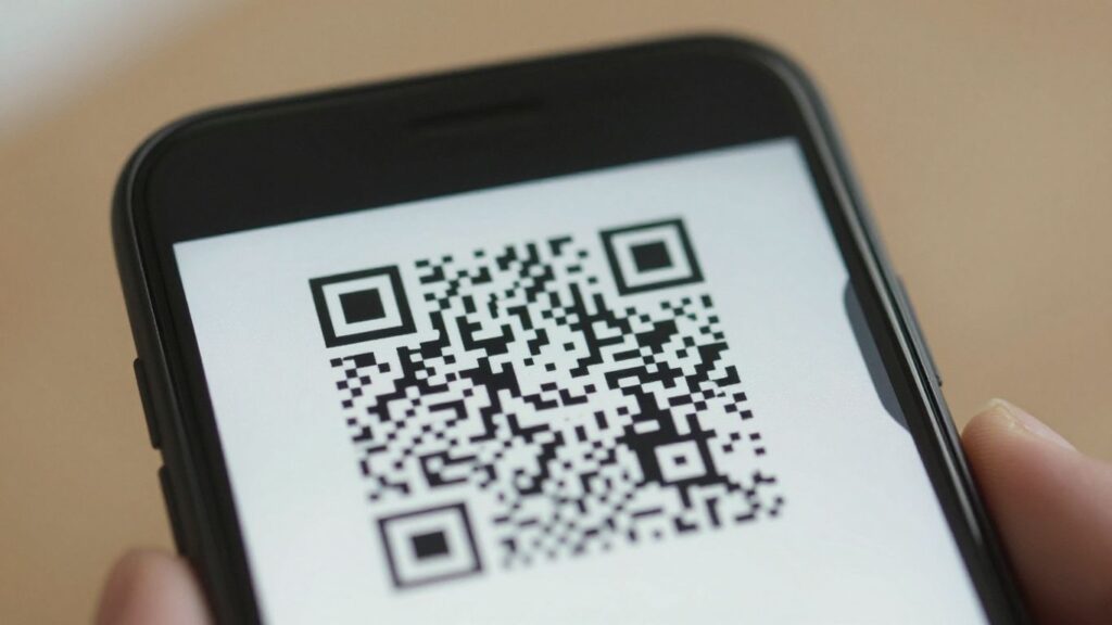 Smartphone displaying a Wi-Fi QR code.