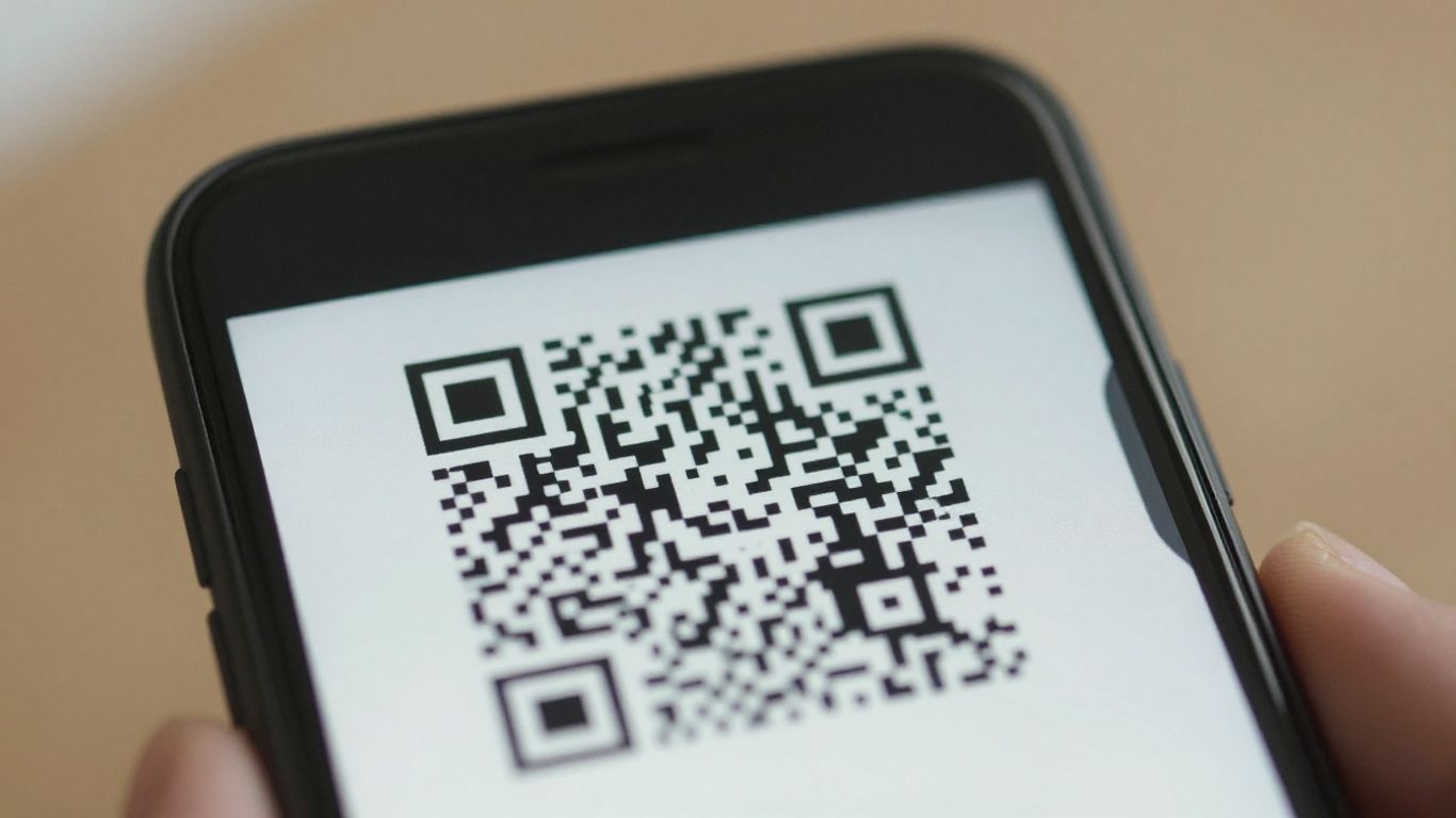 Smartphone displaying a Wi-Fi QR code.