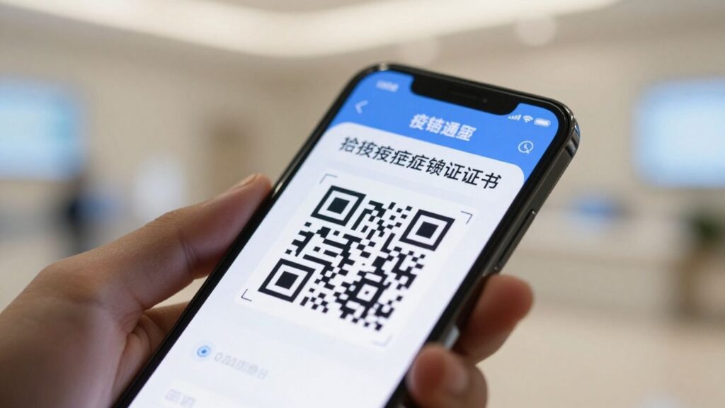 Digital vaccination certificate on a smartphone screen.