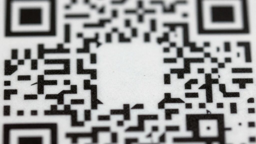 Intricate pattern of a QR code.