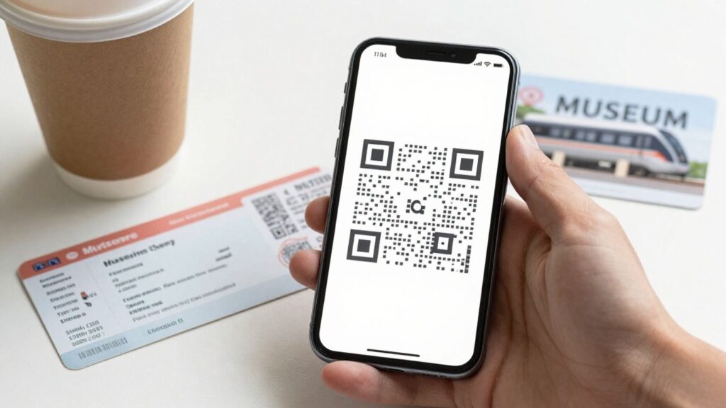 Smartphone scanning a QR code in daily life.