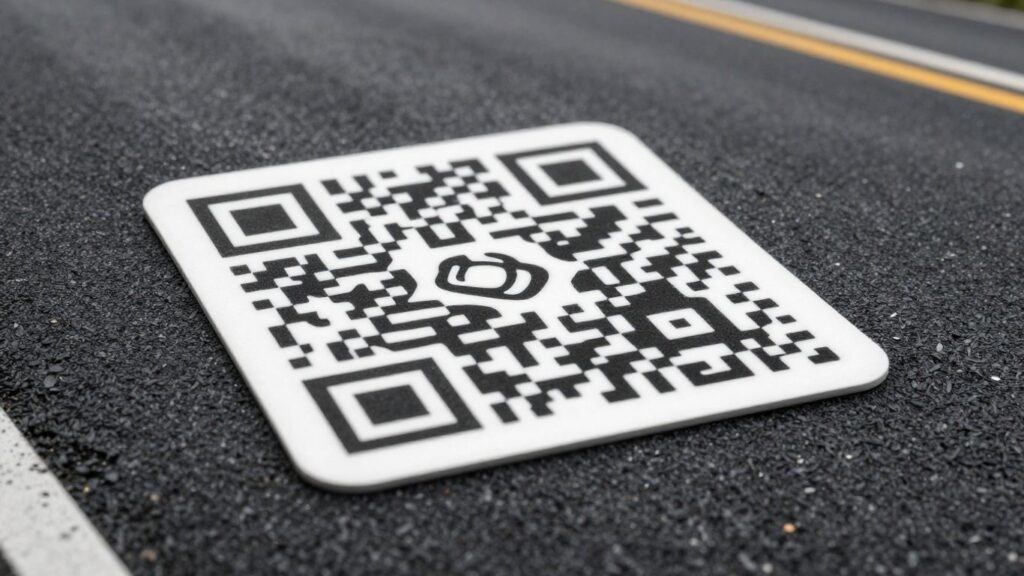 QR code on a road surface