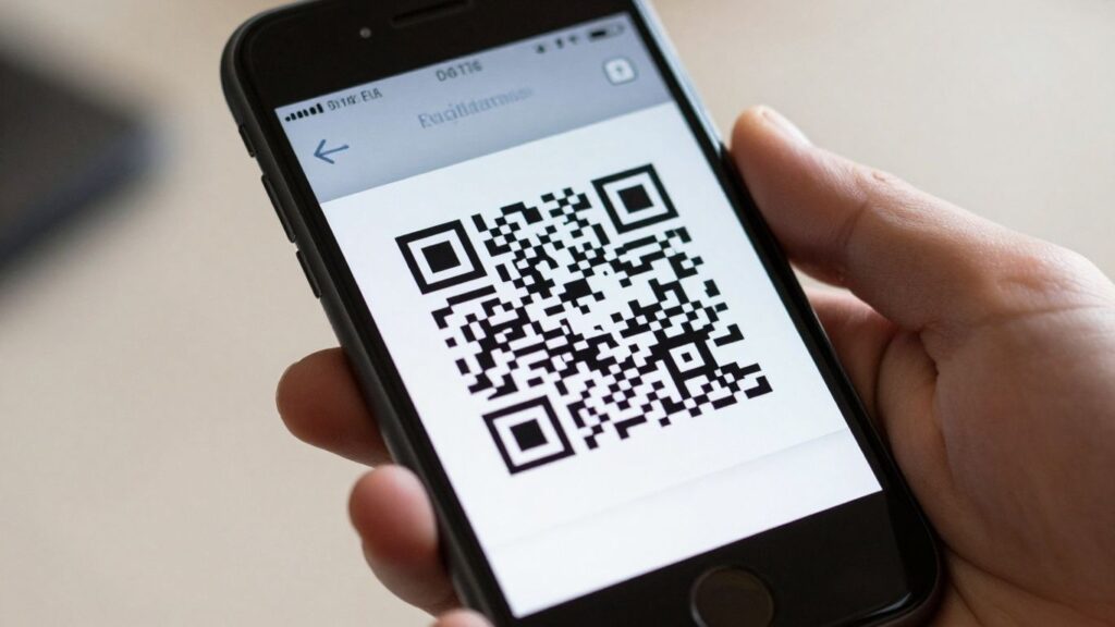iPhone scanning a QR code