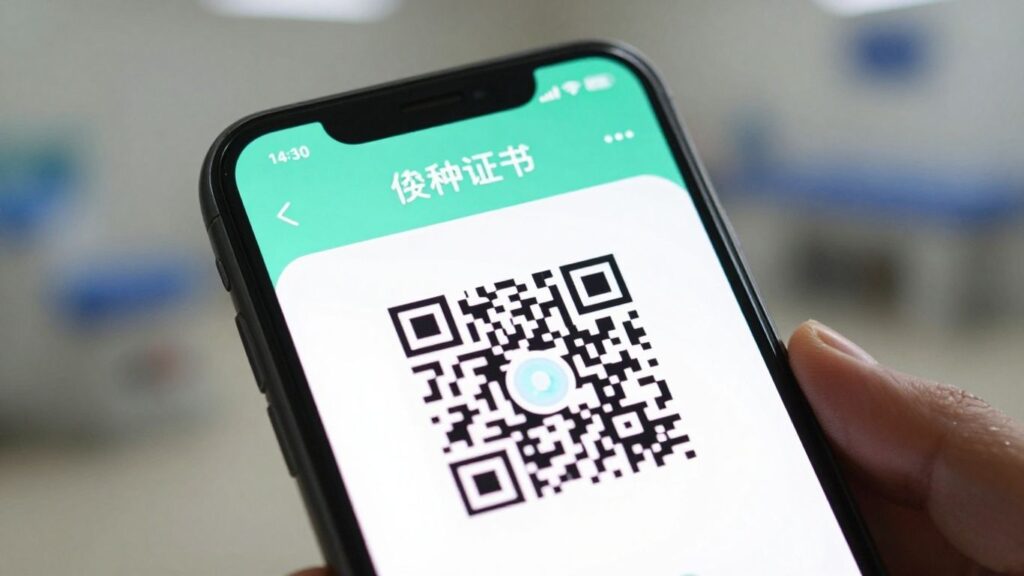 Digital vaccination certificate on a smartphone screen.