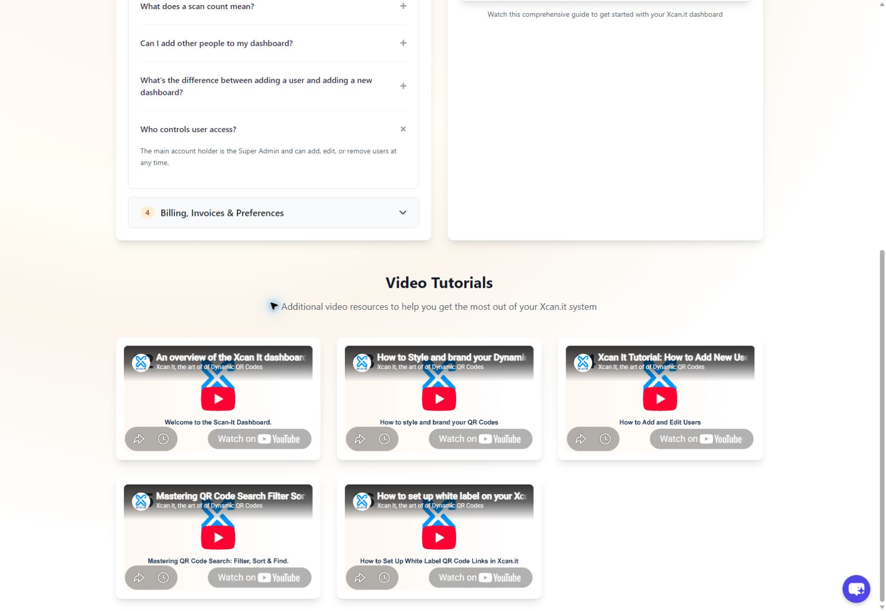 Xcan It dashboard guidance explaining that the Super Admin controls user access