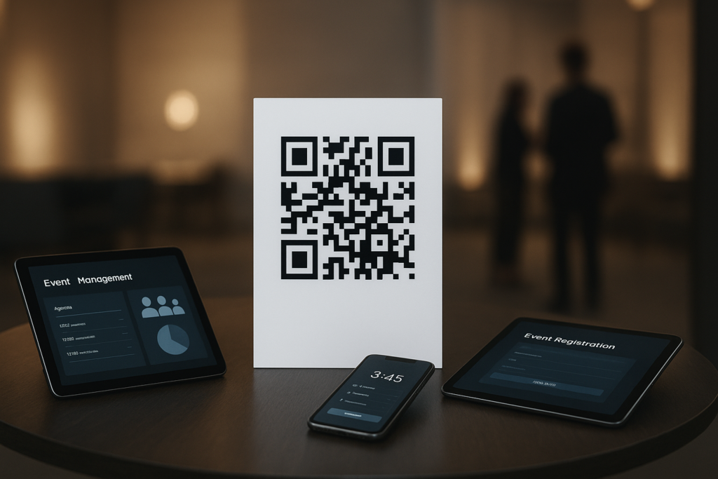 QR code for events management showcased at an elegant venue