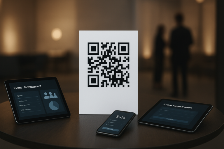 QR code for events management showcased at an elegant venue