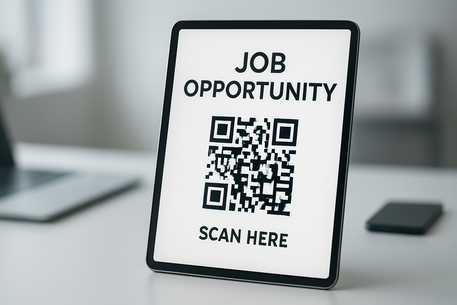 dynamic QR code on a printed recruitment job advert — xcan.it guide